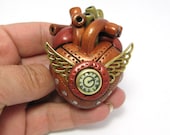 Anatomical Heart - Industrial Heart - Steampunk Heart - The Original "Time Flies" - Pendant / Necklace READY TO SHIP