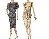 New Wave 80s Fashion McCall's Sewing Pattern Peplum Dress Straight Leg Pants Evening Skirt Sleeveless Blouse Uncut Bust 38