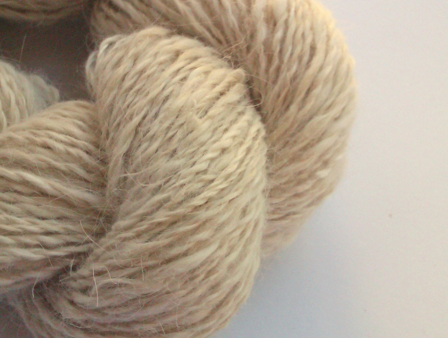 Alpaca silk and bunny - Natural hand spun yarn. Pure luxury, baby suri alpaca, mulberry silk and angora bunny. The definition of soft.