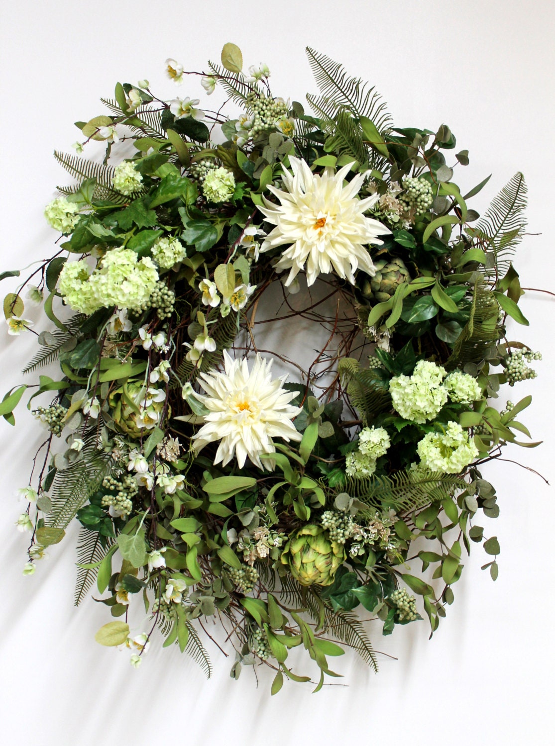 Elegant Country Wreath, Spider Mums, Front Door Wreath, Everyday Wreath,  Honeysuckle, Summer Wreath, Country Decor -- FREE SHIPPING