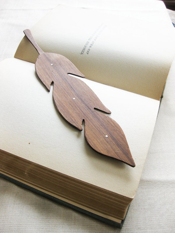 Bookmark in reclaimed wood with recycled copper rivets eco gifts under 25