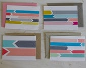 Ribbons & Arrows - Set of 4 Blank Cards