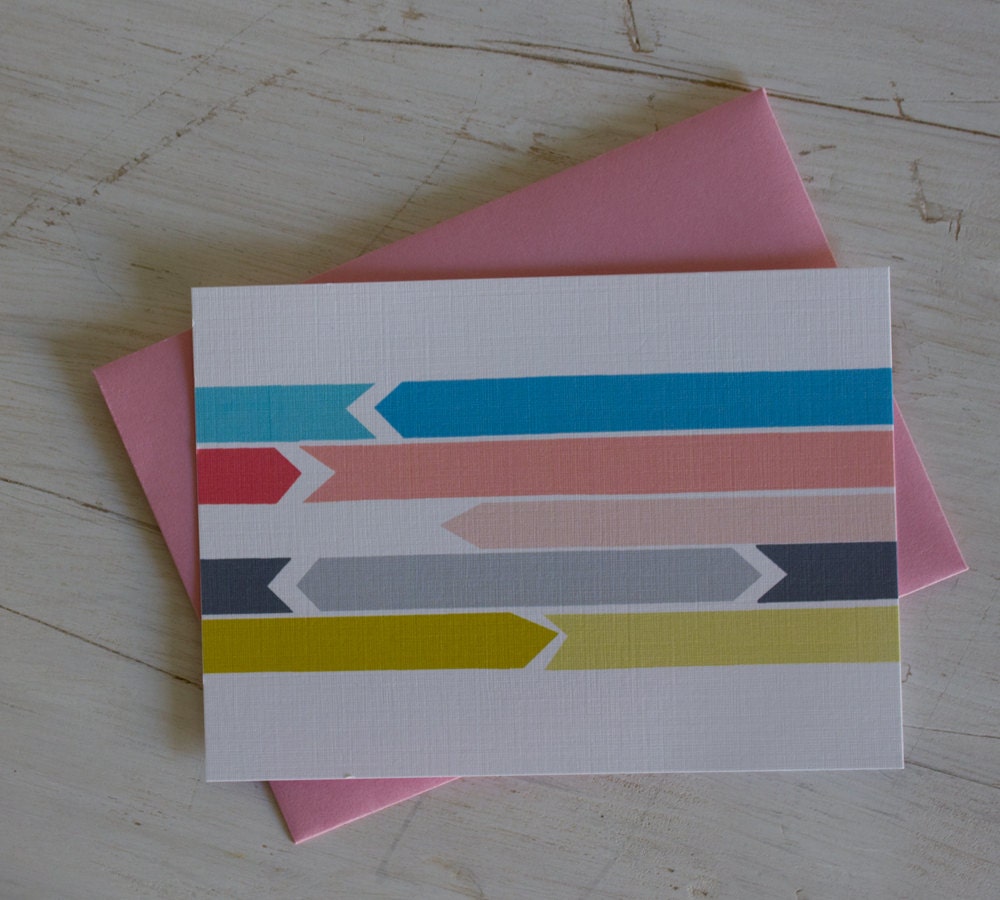 Ribbons & Arrows - Set of 4 Blank Cards