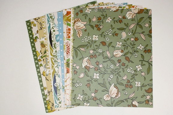 Vintage Wallpaper Sample Collage Pack (12 Sheets, 8 1/2 in. x 10 1/2 in.)