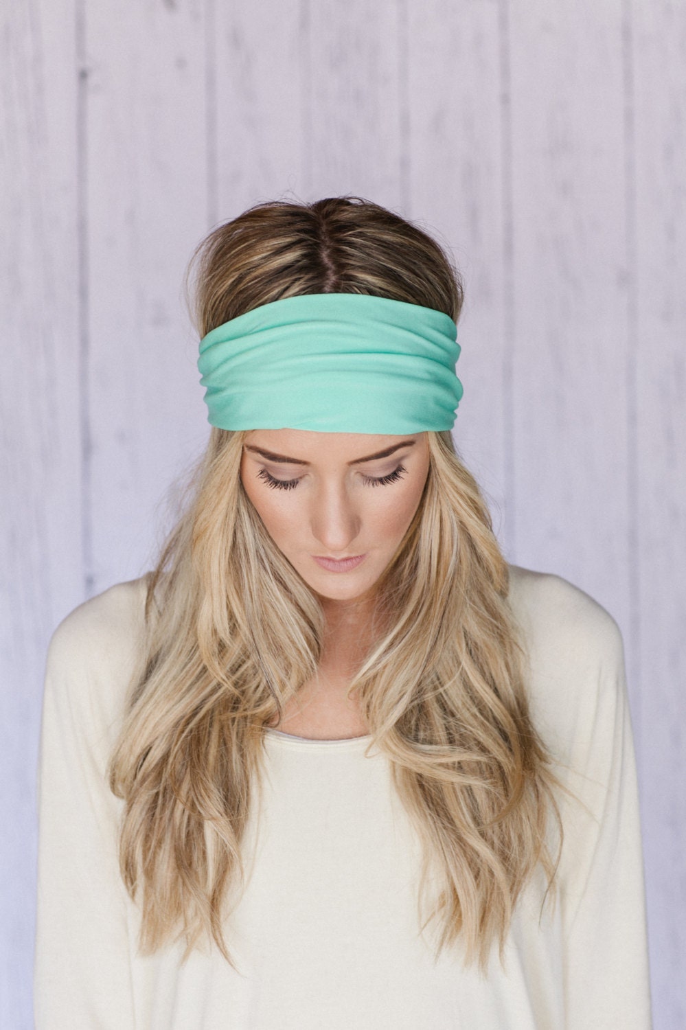 It's Pretty Simple Headband MINT Stretchy Headband SOLID Mint Green Turband Headband Slip On Style Yoga Headband