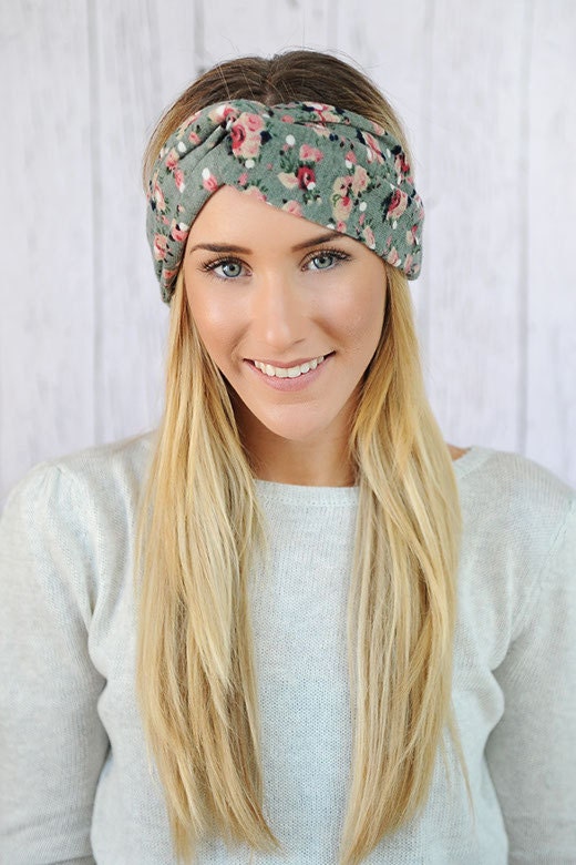 Floral Turband HeadBand Knit Hair Band Stretchy Women's Hair Wrap Knit Sweater Material