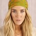 Striped Headband Green and Tangerine Striped Hair Band Stretchy Women's Fashion Hair Accessory by Three Bird Nest