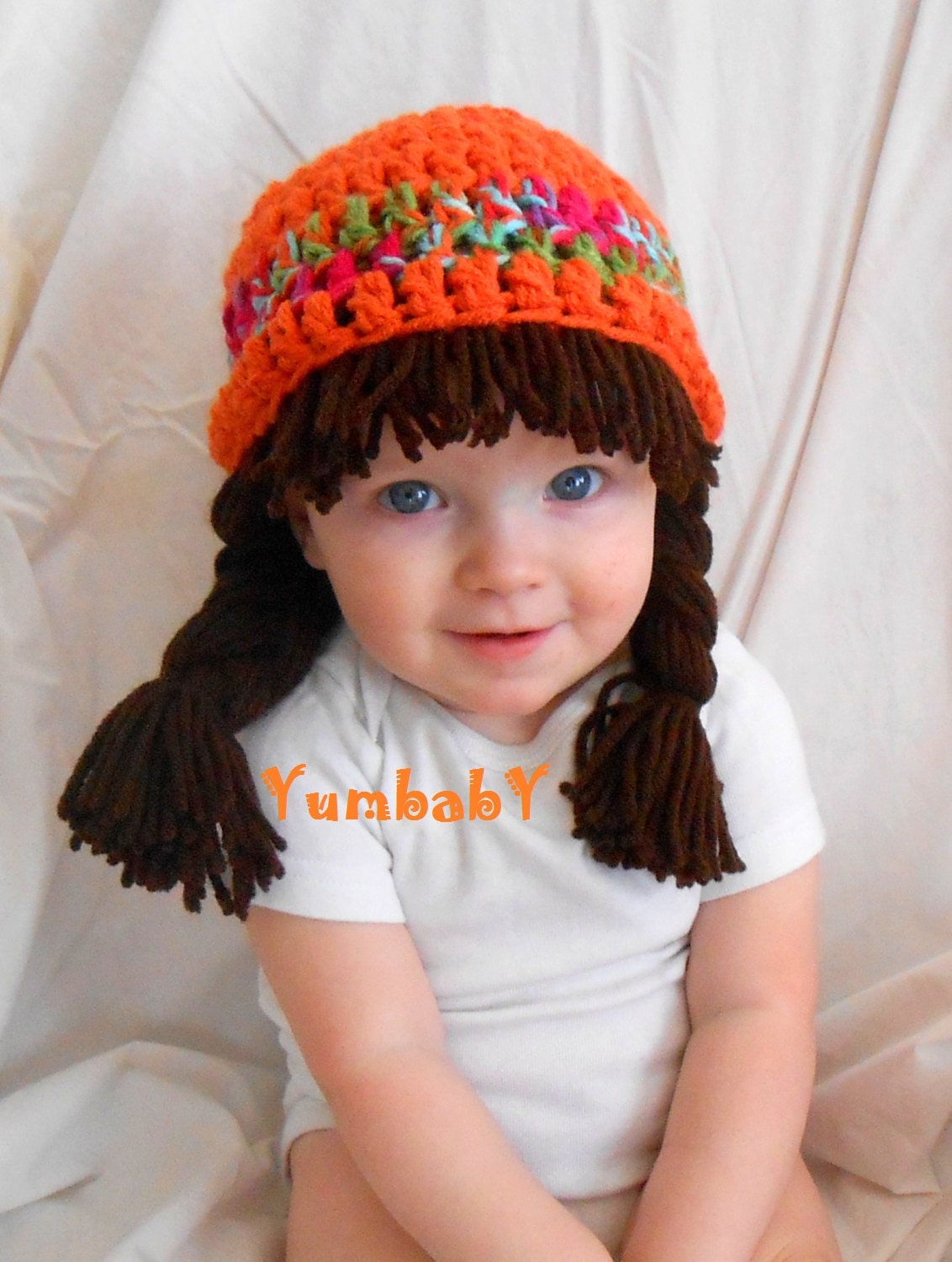 Baby Beanie Wig Beanie Pigtail Wig Orange Baby Hat - YumbabY