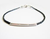 black beaded bracelet, bar bracelet, black bracelet, dainty bracelet, layering bracelet, simple bracelet, minimalist bracelet, black jewelry