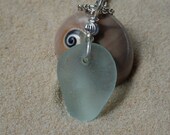 Drilled pale blue sea glass necklace