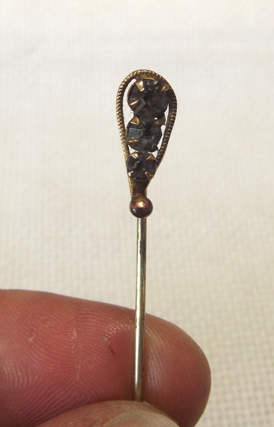 Antique Jewelry, Hat Pin, Lapel Stick Pin, Blue Rhinestone, Art Deco, Victorian, Great Gatsby Style