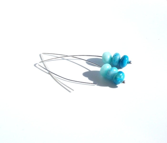 Turquoise Ombre Earrings- Aqua, gemstone earrings, spring earrings, Spring Fashion, 2013 trend