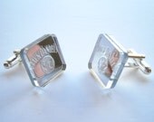 Sale 20 % - Jack Daniels Cuff  Links, Engraved  And Lasercut Rectangle Mirror plastic  , 0,7 inches  (18 mm )