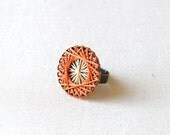 Geometric Ring - salmon and light peach