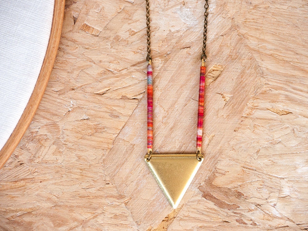 Triangle Necklace Blue Ombre Triangle pendant