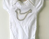 Hand Embroidered Bird Onesie, Yellow, Gray and Black, 12 months onesie