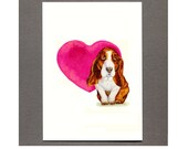 Basset Hound Heart Card, 5x7 Art Print
