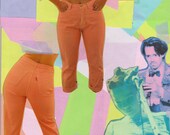 Peachy-keen PINK jeans high-waist denim S