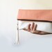 Large Clutch purse, Fold over, Blush , Peach,  Colorblock