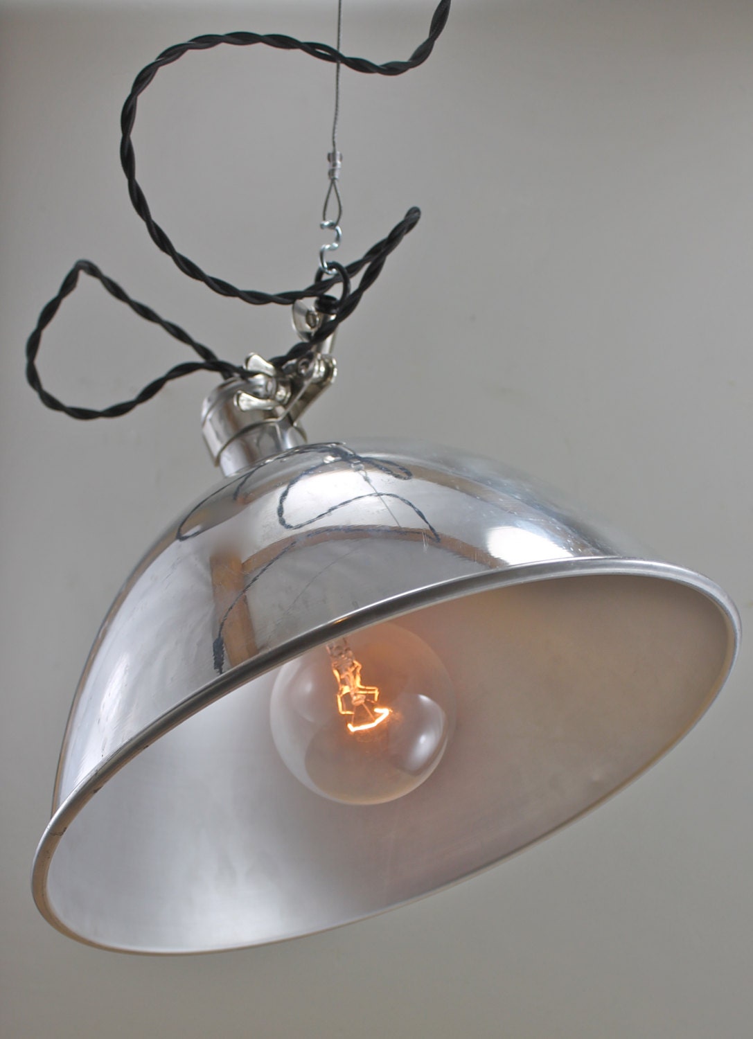 Vintage Victor Photographer's Light Fixture - Old Photographers Repurposed Chrome Photo Pendant Lighting - Industrial Studio Hanging Lamp
