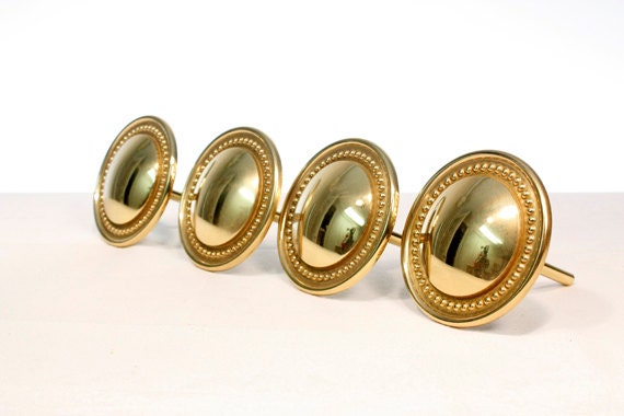 Gold Round Curtain Pull Back, Tie Back, Hold Back Hardware: Set of 4