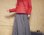Linen Spring Tunic Top in Red / Padded Shirt - custom