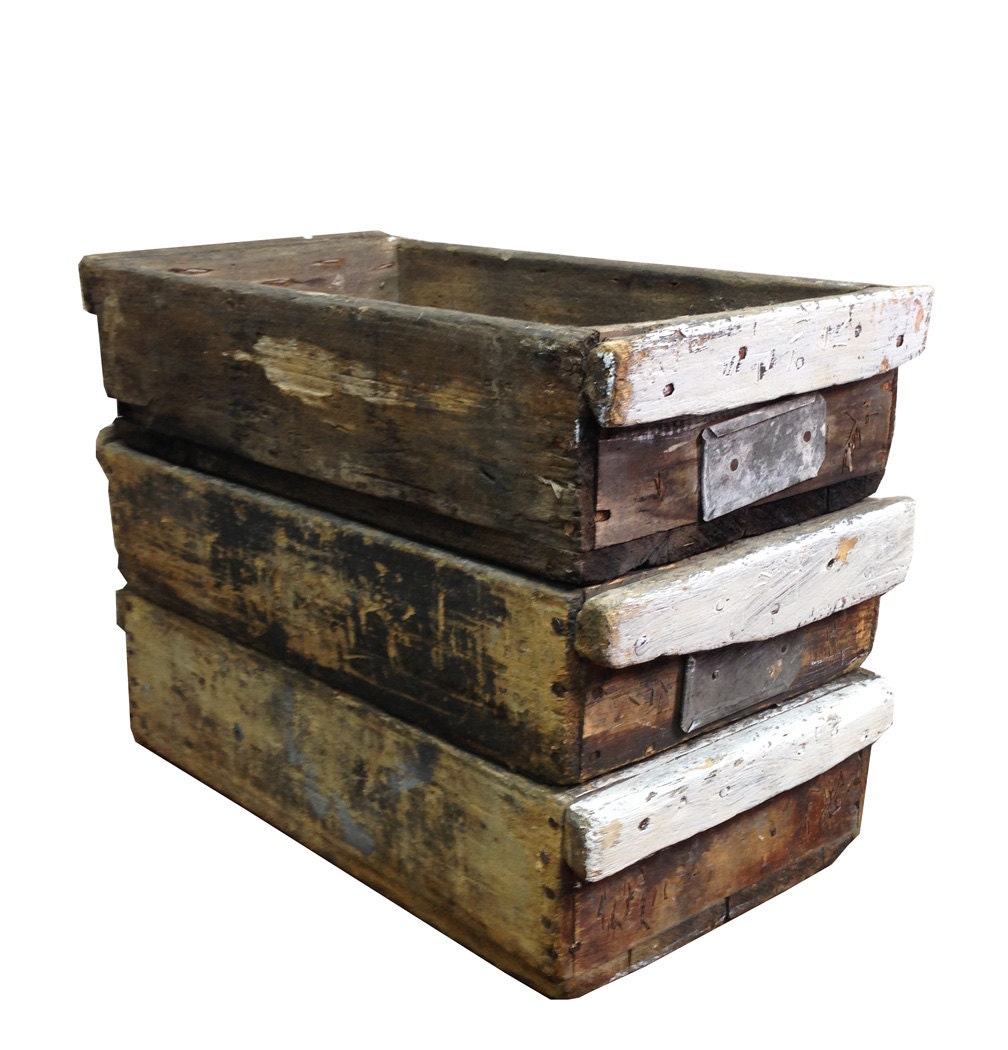 Vintage Industrial Wooden Crate -- Rustic Wood Storage Box - AuroraMills