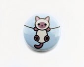Hanging Siamese Cat Pinback Button: One Inch