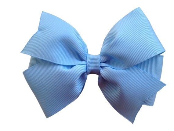 Carolina Blue Hair Bow with White Polka Dots - wide 3