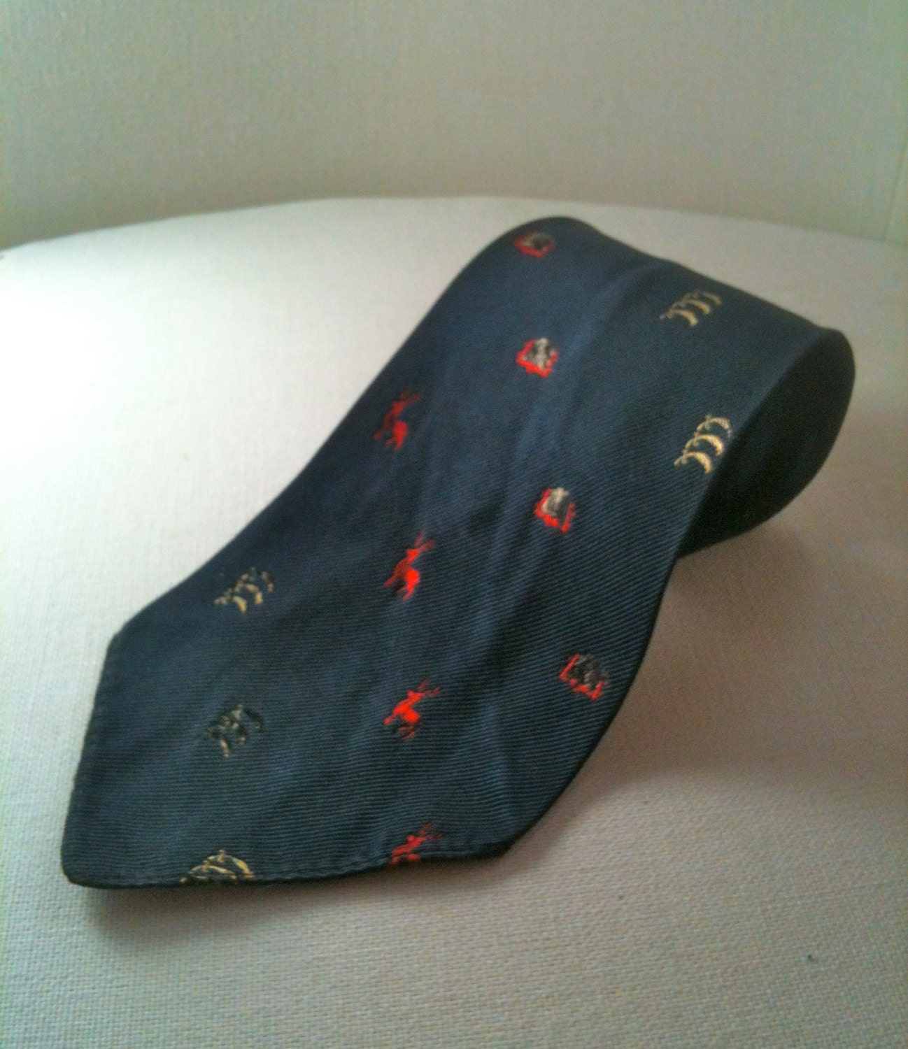 Vintage 1950s Mens Navy Blue Silk Tie