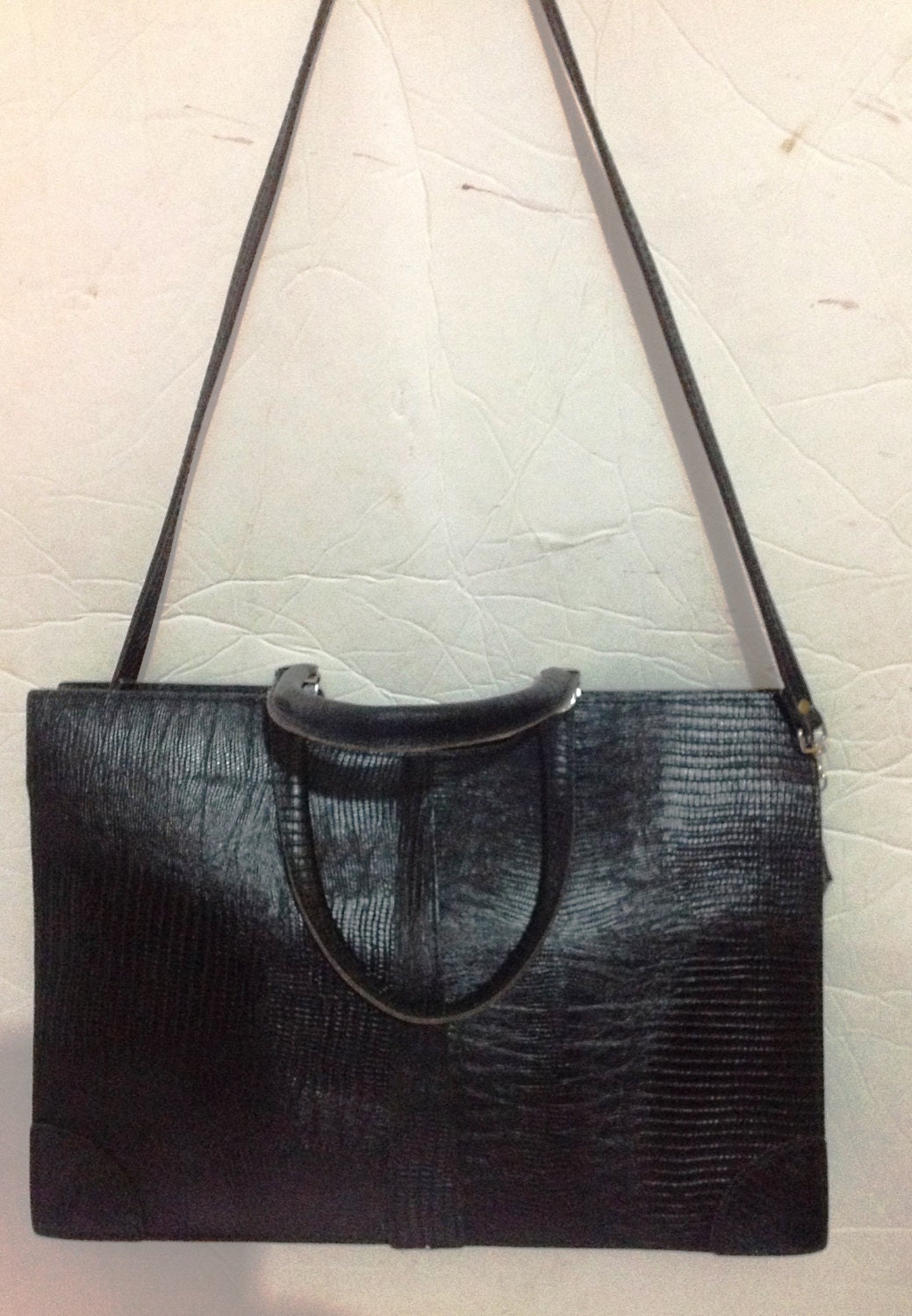 Vintage Hand Made Genuine Alligator  Black Leather Briefcase Business Bag Purse Handbag