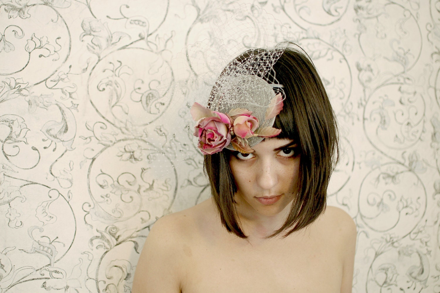Handmade flower sinamay fascinator/cocktail hat