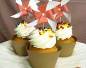 Handmade Cupcake Topper Pinwheels - Set of 12 (3.5 inch)