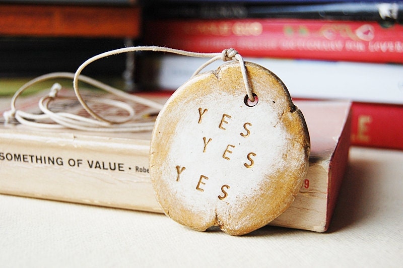 YES YES YES necklace - Hand Stamped Inspirational Quotes Jewelry - Uk Seller - Unique Gift - FeelingWild