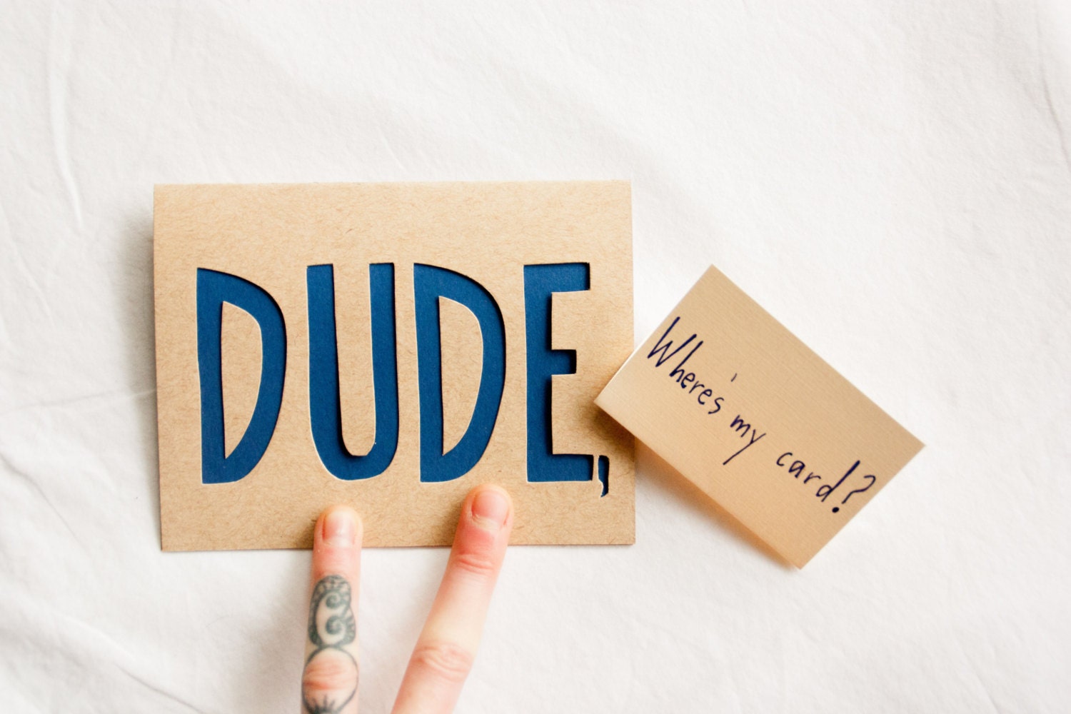 Hand Cut Card: "DUDE" card, customizable text options. - JerseysFreshest