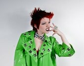 Custom Studded Blazer Trench - Green