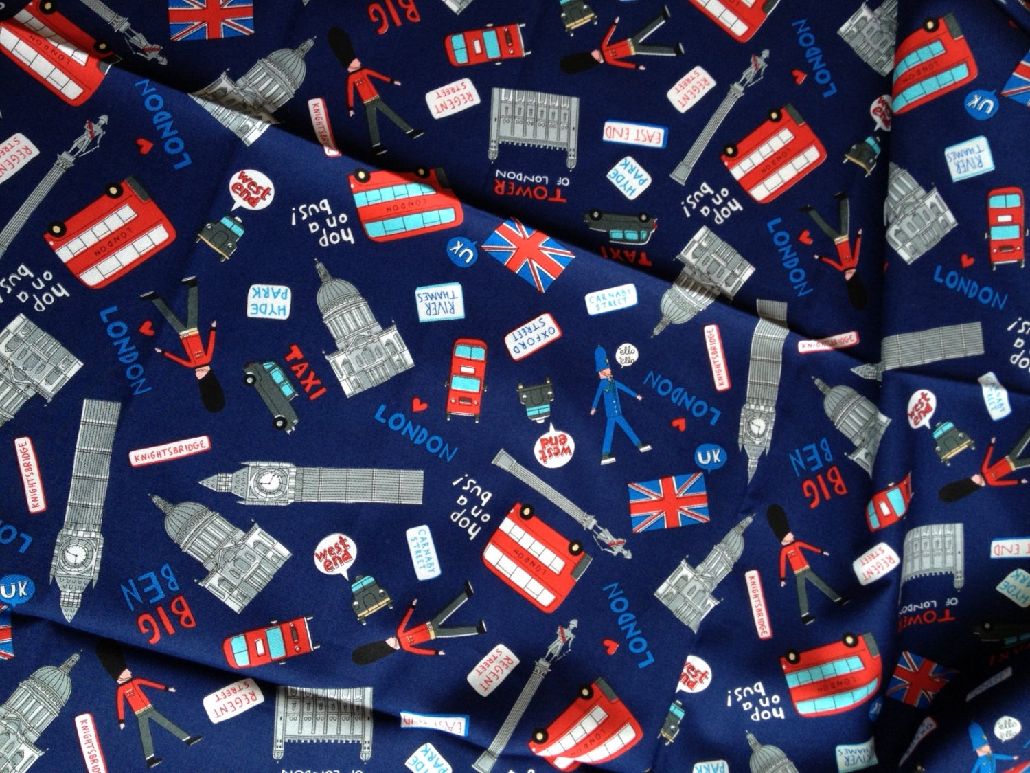 London UK Cotton Fabric in Navy per Yard
