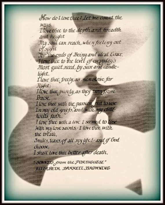 Love Poem - Elizabeth Barrett Browning - 8 X 10 Print - Calligraphy ...