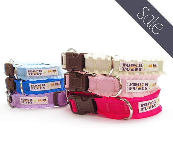 Ruffled Small Dog Collar -  girly dog collar, ruffled dog collar, cute dog collar, unique dog collar