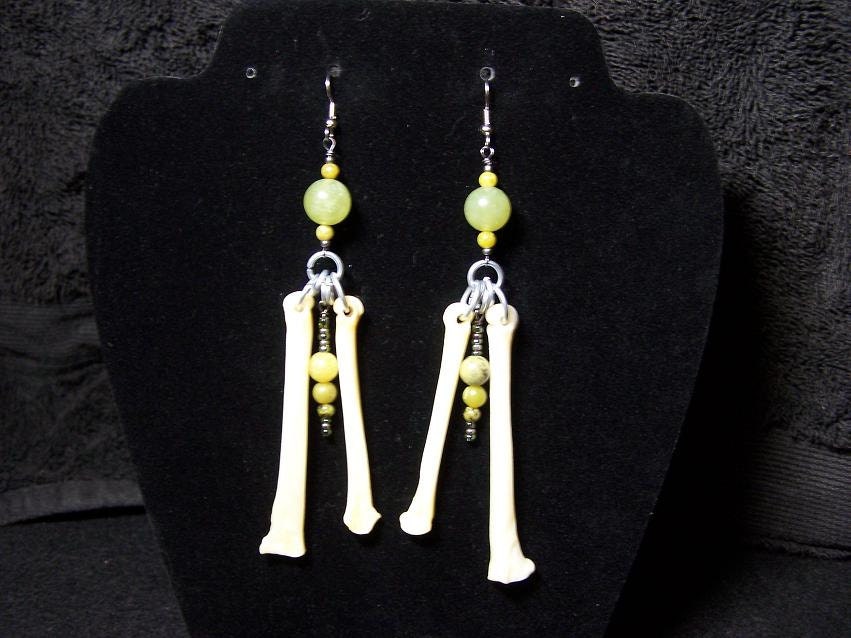 coyote bone and jade earrings