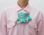 MARINISM/ Turquoise leather tribal bib necklace