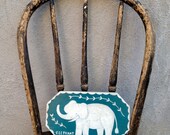 Elephant Circus Decor Blue and White Painting Children Decor Folk Art Wall Hanging