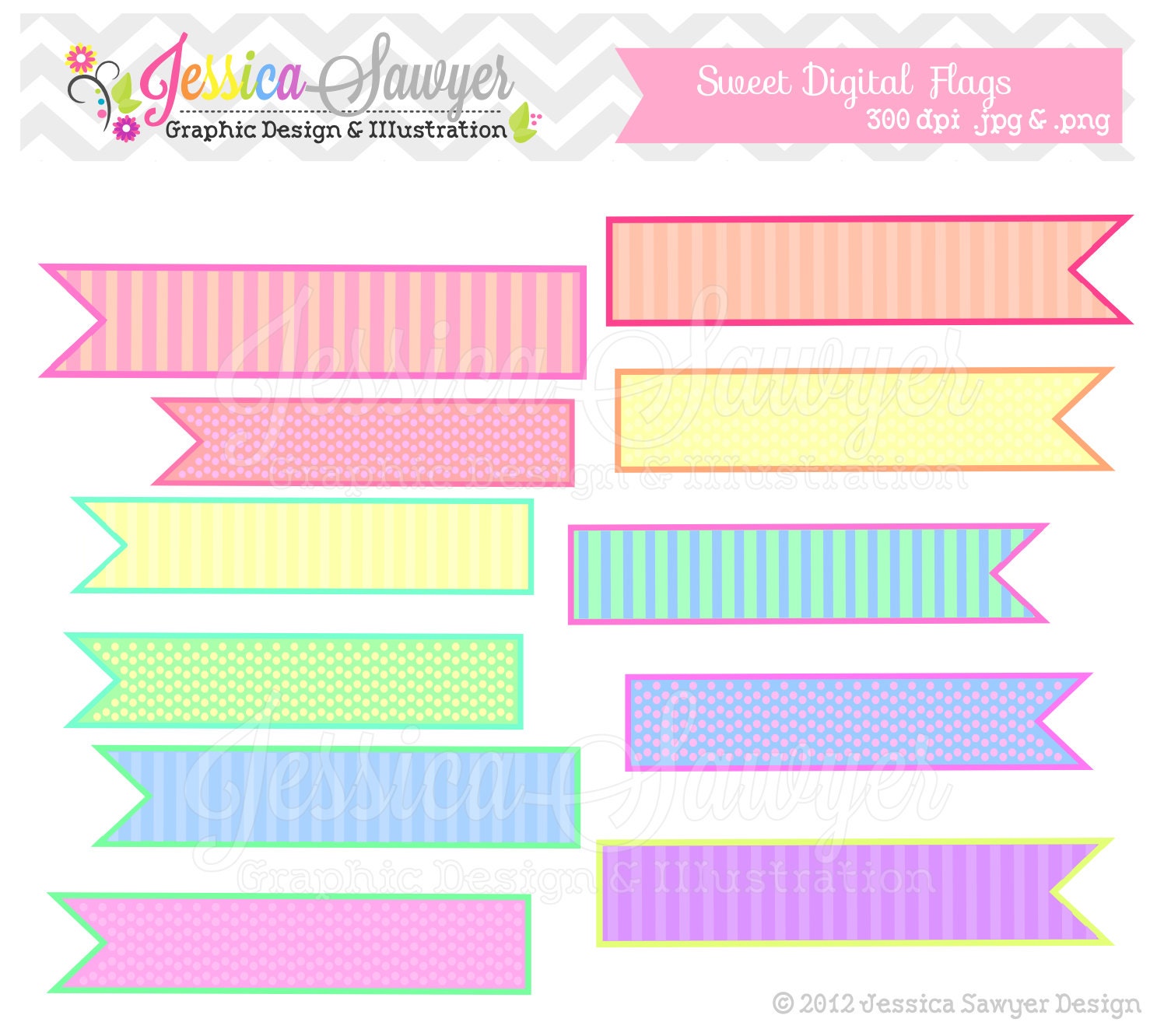 INSTANT DOWNLOAD, sweet digital flags, pastel flag, printable straw tag, for commercial use, scrapbooking, personal use Il_570xn