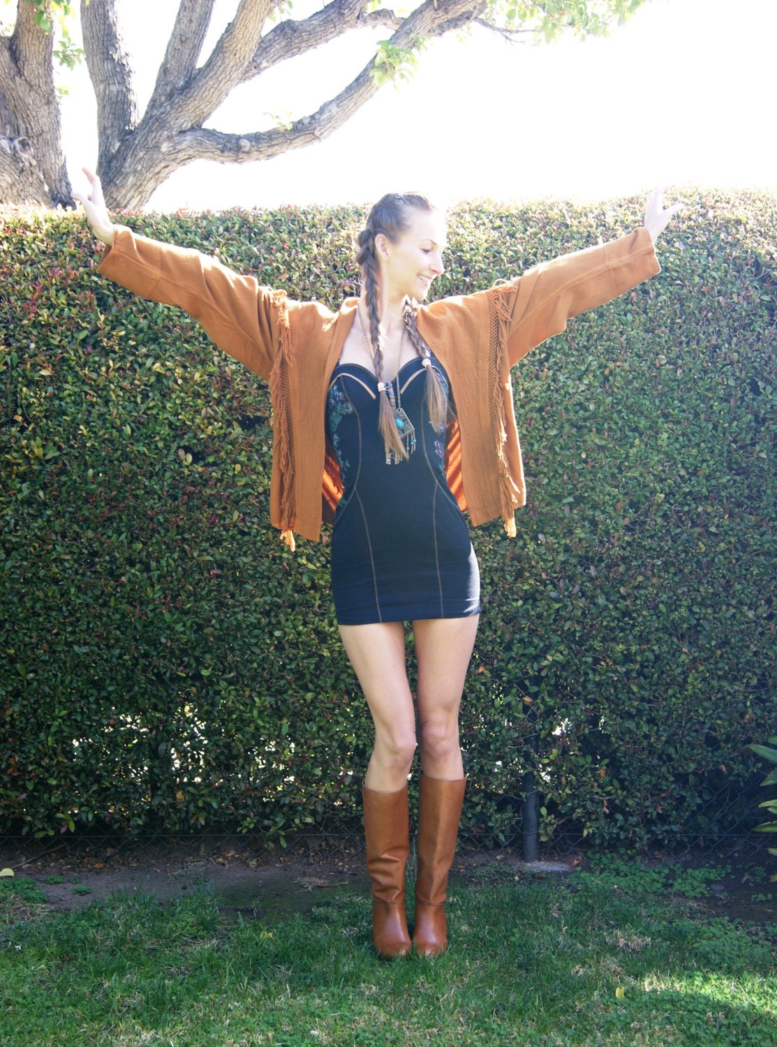 Awesome fringed orange jacket/shawl hand woven morocco