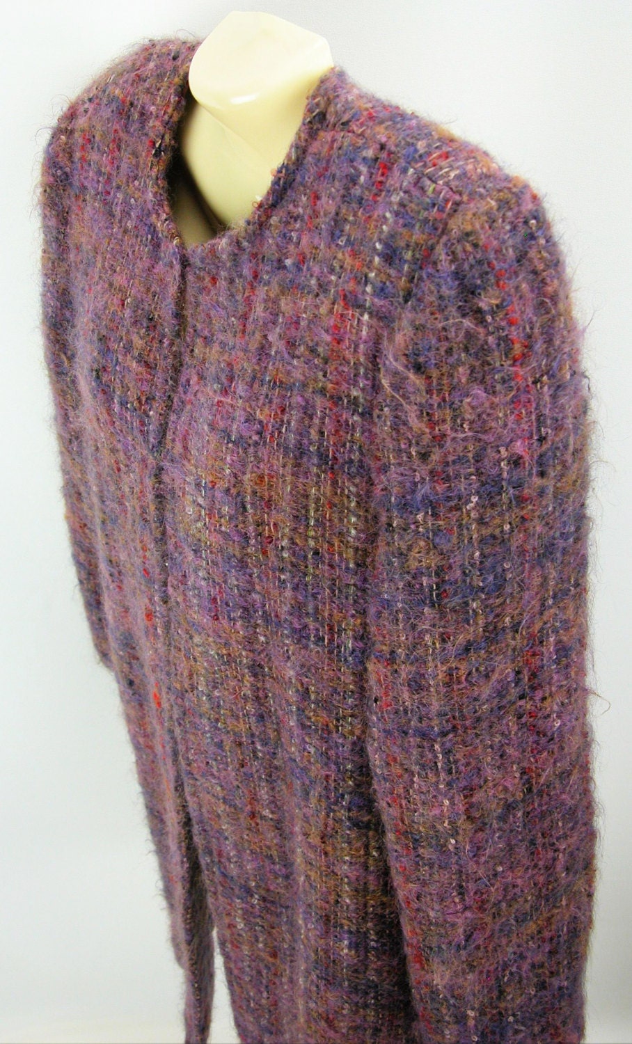 NIKOS hand woven - Wool Vintage Boho Hippie Long Tunic  Duster  Knee-length Jacket  Coat - Nettetiques