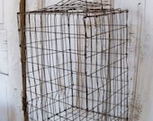 Rusty wire cage display box very distressed French farmhouse primitive decor Anita Spero
