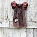Peachy Keen Pocket on Brown Babydoll upcycled tunic top eco creative couture boho peach floral