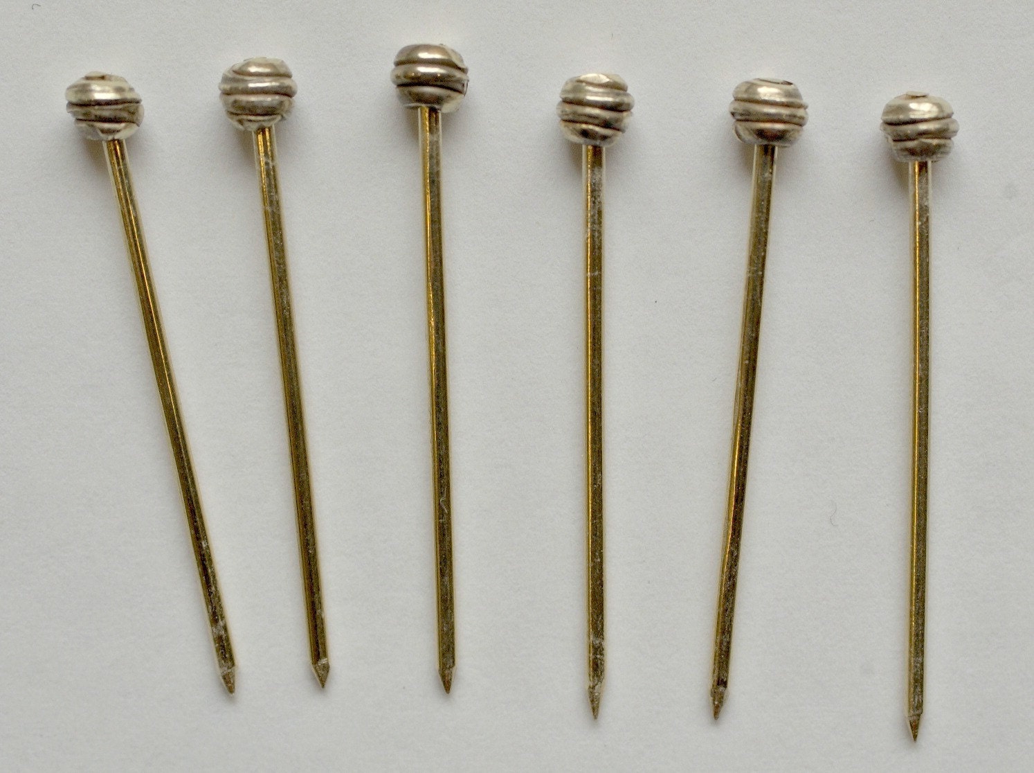 Yellow Brass Dress Pins with Round Wire Heads