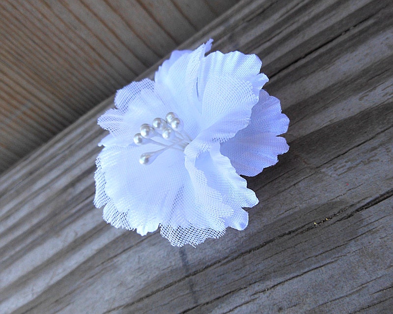 Accessory Flower Brooch - Paper Flower Brooch - Handmade Flower Pin Brooch - White Fabric Flower