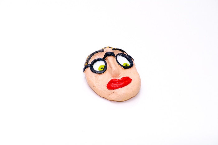 Handmade OOAK BROOCH funny face Original one of a kind Eco friendly jewelry / Art you can wear / Man with glasses portrait / Great gift idea